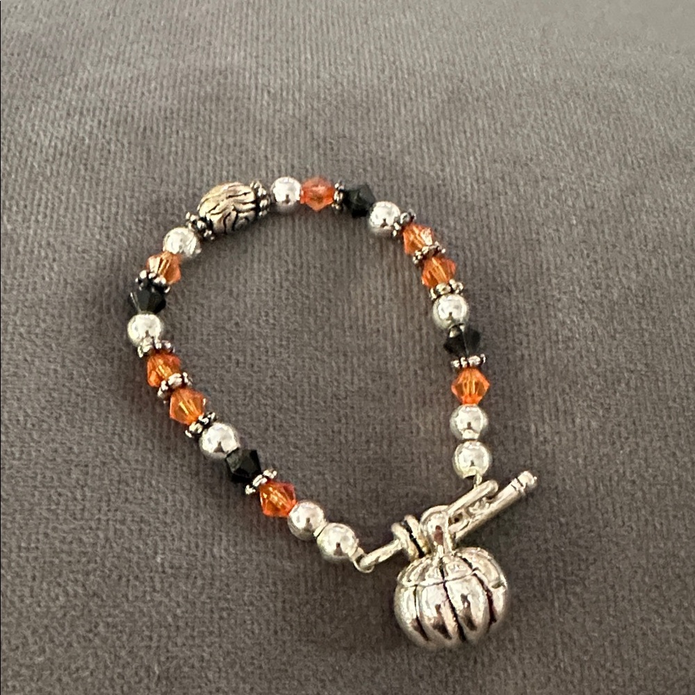 Chic Silver and Orange Beaded Bracelet